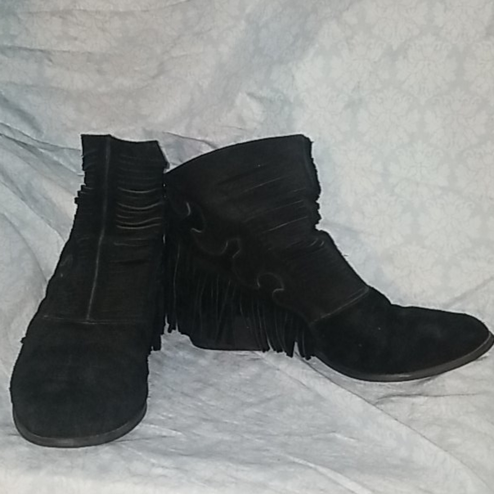 Yellowbox leather suede fringe bootie boot letty